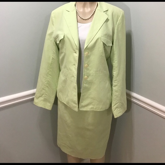 Kasper Lime Green Linen skirt size 12 - Picture 1 of 8